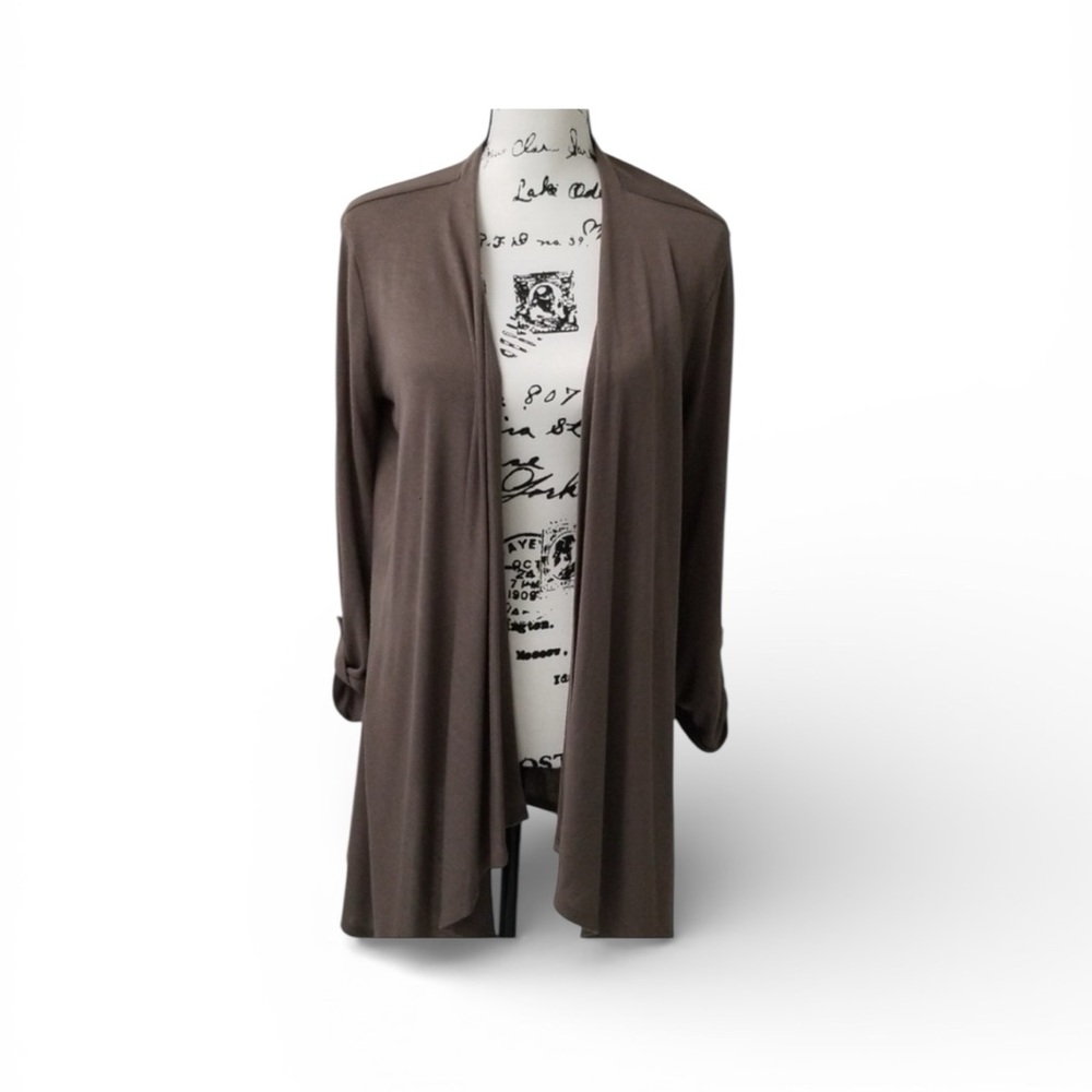 Style & Co. Women’s Open front drapey cardigan taupe Size Small